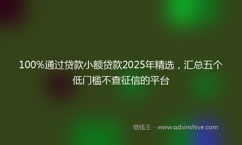 100%通过贷款小额贷款2025年精选，汇总五个低门槛不查征信的平台
