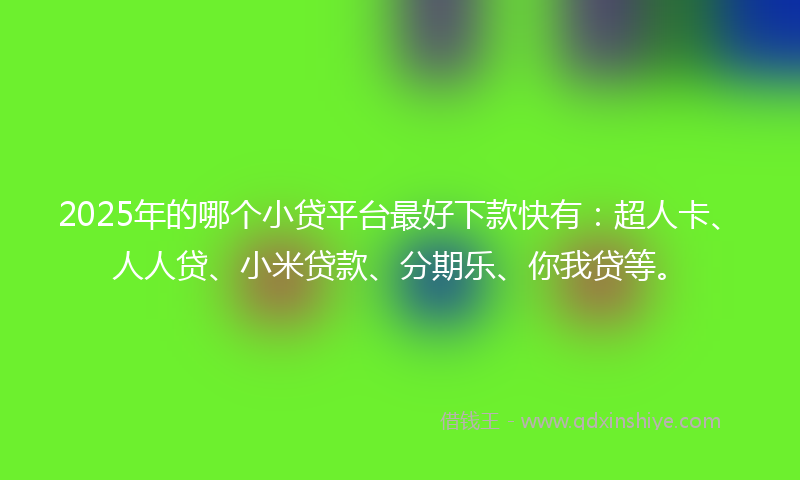 2025年的哪个小贷平台最好下款快有：超人卡、人人贷、小米贷款、分期乐、你我贷等。