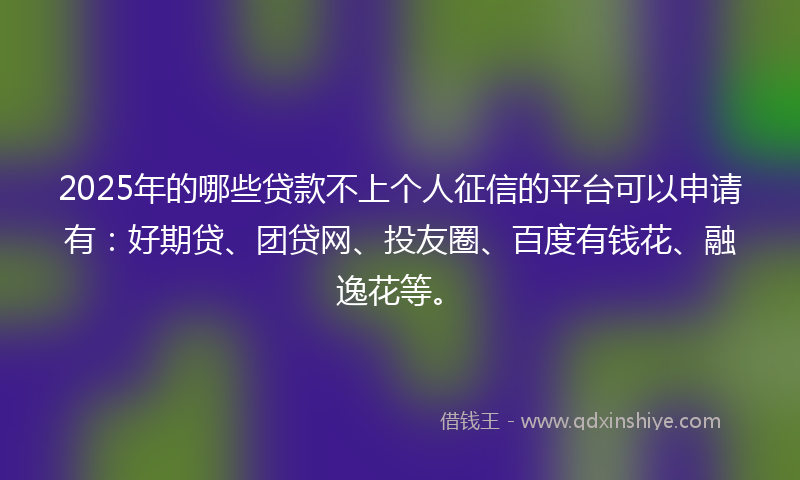 2025年的哪些贷款不上个人征信的平台可以申请有：好期贷、团贷网、投友圈、百度有钱花、融逸花等。