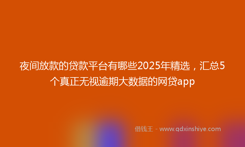 夜间放款的贷款平台有哪些2025年精选，汇总5个真正无视逾期大数据的网贷app