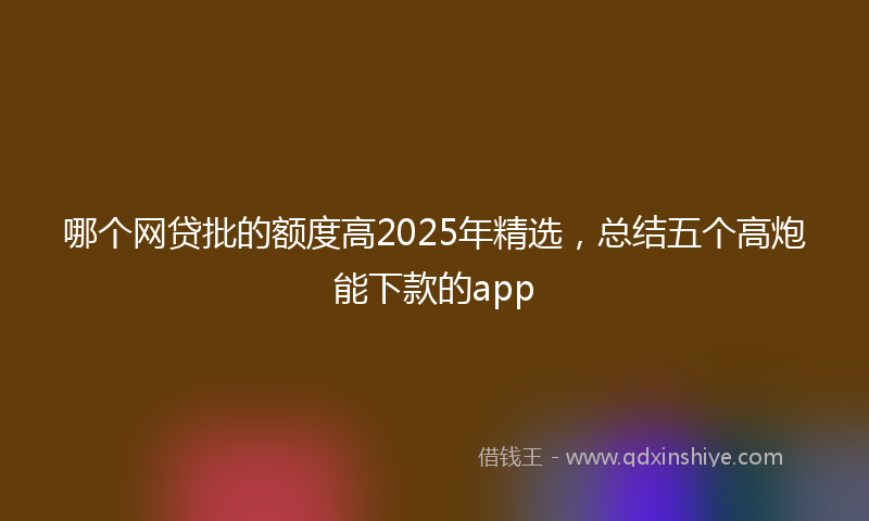 哪个网贷批的额度高2025年精选，总结五个高炮能下款的app