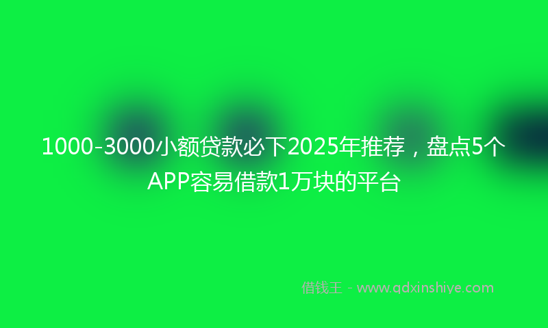 1000-3000小额贷款必下2025年推荐，盘点5个APP容易借款1万块的平台