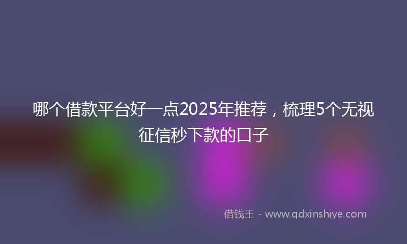 哪个借款平台好一点2025年推荐，梳理5个无视征信秒下款的口子