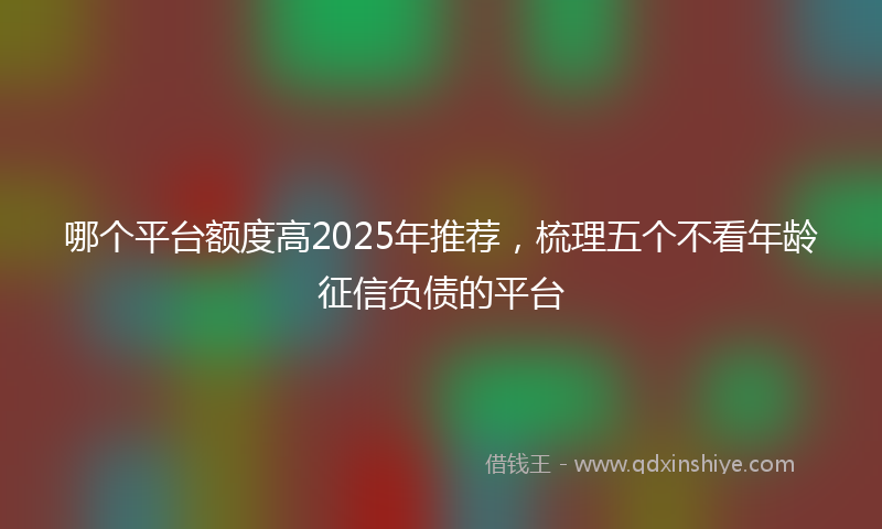 哪个平台额度高2025年推荐，梳理五个不看年龄征信负债的平台