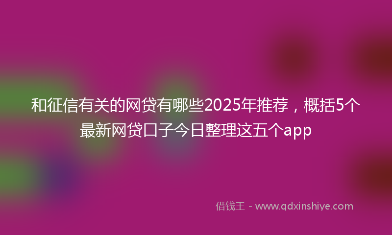 和征信有关的网贷有哪些2025年推荐，概括5个最新网贷口子今日整理这五个app