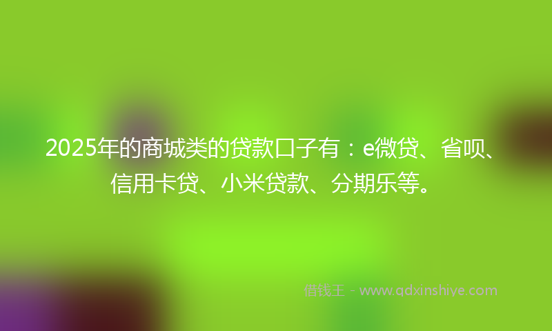 2025年的商城类的贷款口子有：e微贷、省呗、信用卡贷、小米贷款、分期乐等。