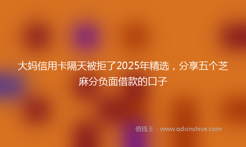 大妈信用卡隔天被拒了2025年精选，分享五个芝麻分负面借款的口子