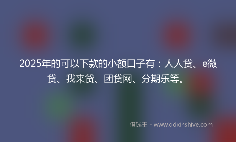 2025年的可以下款的小额口子有：人人贷、e微贷、我来贷、团贷网、分期乐等。