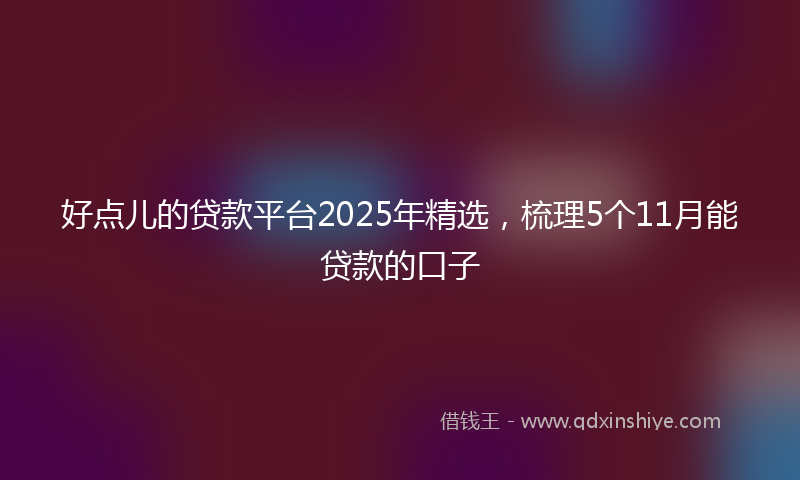 好点儿的贷款平台2025年精选，梳理5个11月能贷款的口子