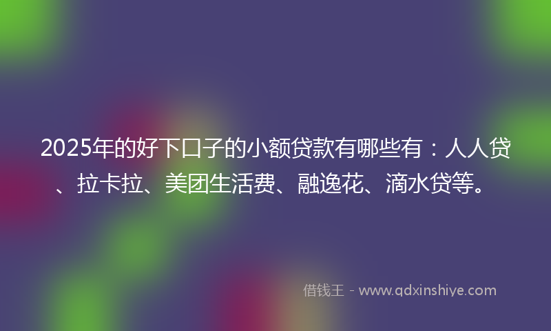 2025年的好下口子的小额贷款有哪些有：人人贷、拉卡拉、美团生活费、融逸花、滴水贷等。