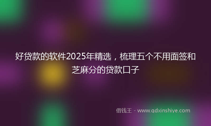 好贷款的软件2025年精选，梳理五个不用面签和芝麻分的贷款口子