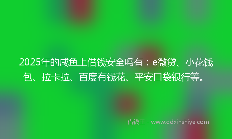 2025年的咸鱼上借钱安全吗有：e微贷、小花钱包、拉卡拉、百度有钱花、平安口袋银行等。