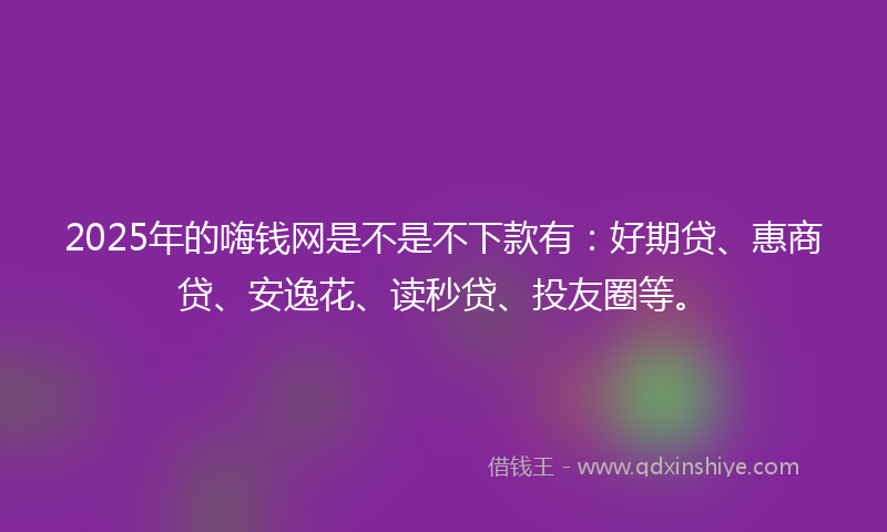 2025年的嗨钱网是不是不下款有：好期贷、惠商贷、安逸花、读秒贷、投友圈等。