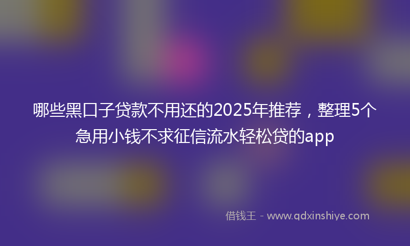 哪些黑口子贷款不用还的2025年推荐，整理5个急用小钱不求征信流水轻松贷的app