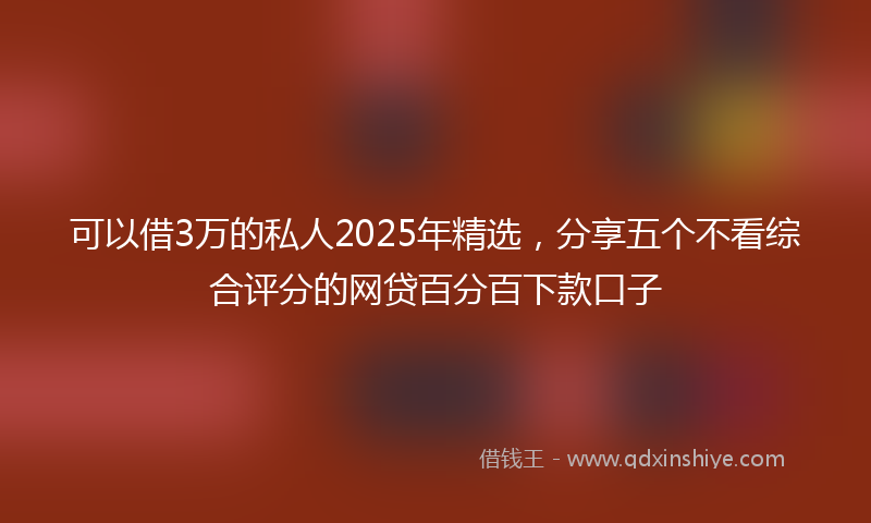 可以借3万的私人2025年精选，分享五个不看综合评分的网贷百分百下款口子
