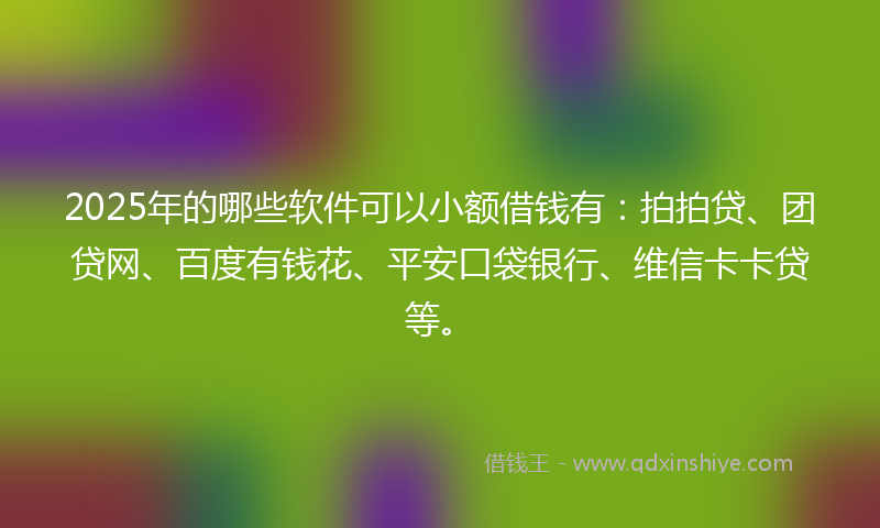 2025年的哪些软件可以小额借钱有：拍拍贷、团贷网、百度有钱花、平安口袋银行、维信卡卡贷等。