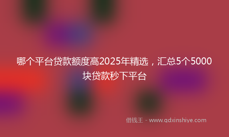 哪个平台贷款额度高2025年精选，汇总5个5000块贷款秒下平台