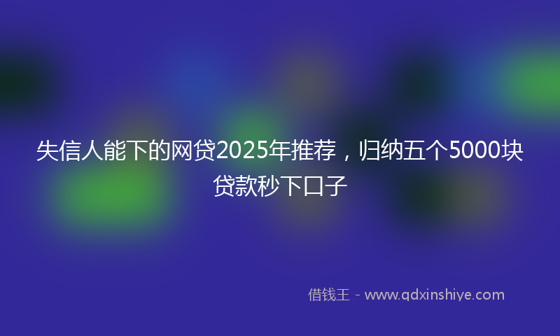 失信人能下的网贷2025年推荐，归纳五个5000块贷款秒下口子