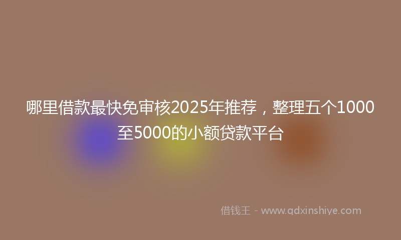 哪里借款最快免审核2025年推荐，整理五个1000至5000的小额贷款平台