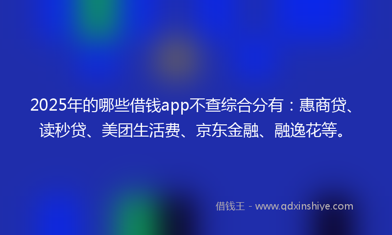 2025年的哪些借钱app不查综合分有：惠商贷、读秒贷、美团生活费、京东金融、融逸花等。