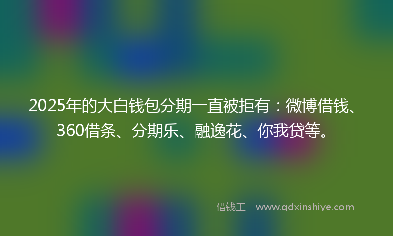 2025年的大白钱包分期一直被拒有：微博借钱、360借条、分期乐、融逸花、你我贷等。