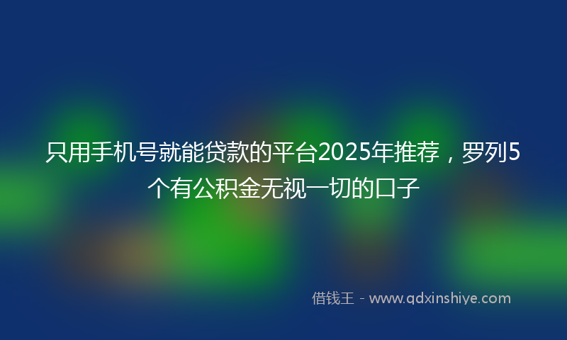 只用手机号就能贷款的平台2025年推荐，罗列5个有公积金无视一切的口子