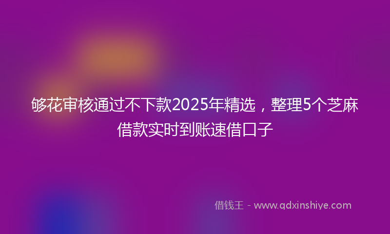 够花审核通过不下款2025年精选，整理5个芝麻借款实时到账速借口子