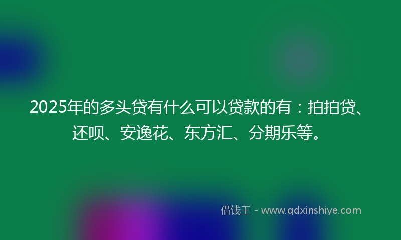 2025年的多头贷有什么可以贷款的有：拍拍贷、还呗、安逸花、东方汇、分期乐等。