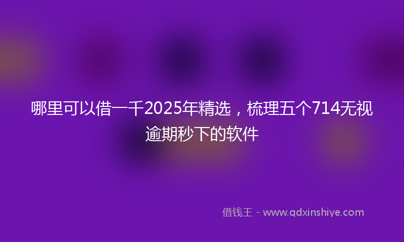 哪里可以借一千2025年精选，梳理五个714无视逾期秒下的软件
