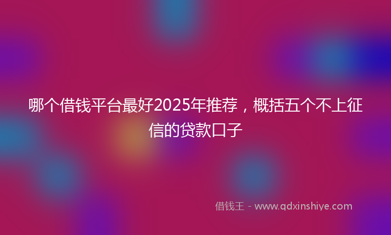 哪个借钱平台最好2025年推荐，概括五个不上征信的贷款口子