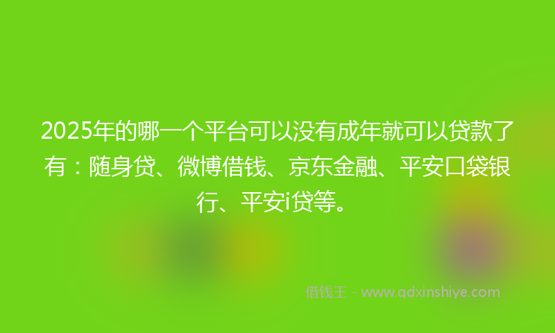 2025年的哪一个平台可以没有成年就可以贷款了有：随身贷、微博借钱、京东金融、平安口袋银行、平安i贷等。