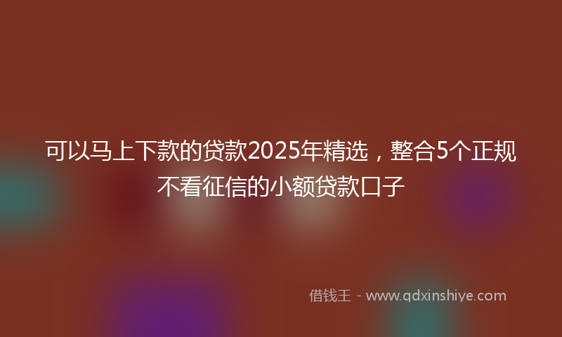 可以马上下款的贷款2025年精选，整合5个正规不看征信的小额贷款口子