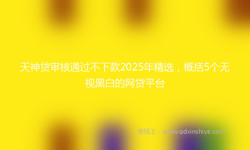 天神贷审核通过不下款2025年精选，概括5个无视黑白的网贷平台