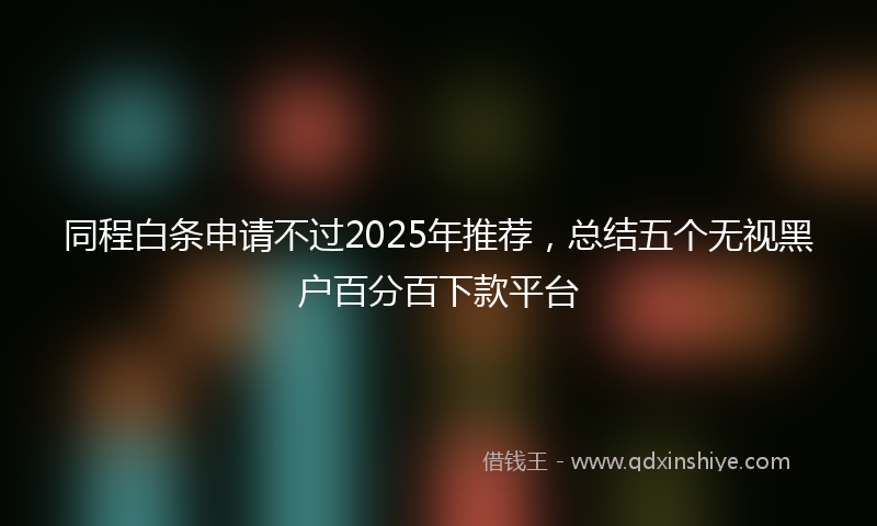 同程白条申请不过2025年推荐，总结五个无视黑户百分百下款平台