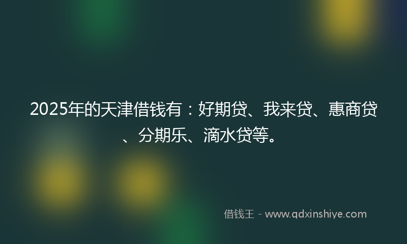 2025年的天津借钱有：好期贷、我来贷、惠商贷、分期乐、滴水贷等。