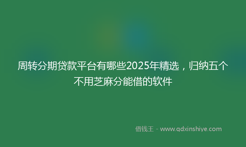 周转分期贷款平台有哪些2025年精选，归纳五个不用芝麻分能借的软件