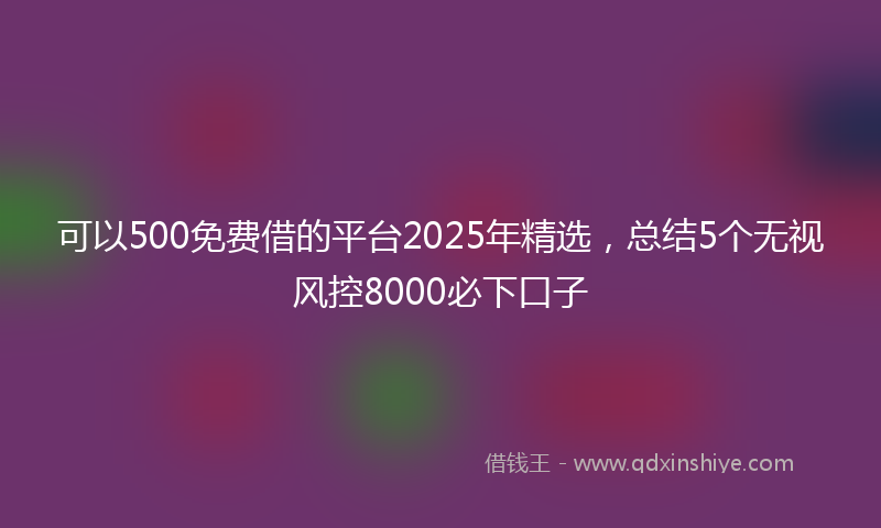 可以500免费借的平台2025年精选，总结5个无视风控8000必下口子