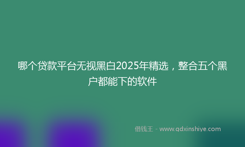 哪个贷款平台无视黑白2025年精选，整合五个黑户都能下的软件