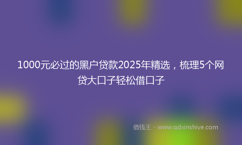 1000元必过的黑户贷款2025年精选，梳理5个网贷大口子轻松借口子