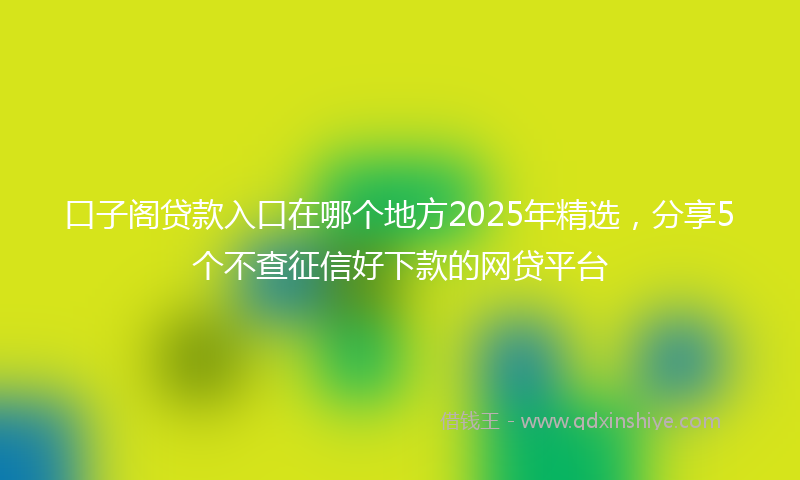 口子阁贷款入口在哪个地方2025年精选，分享5个不查征信好下款的网贷平台