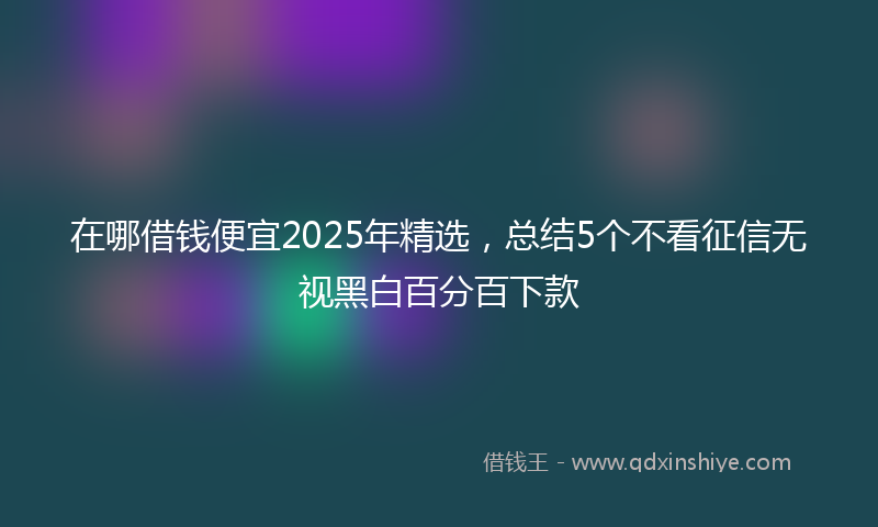 在哪借钱便宜2025年精选，总结5个不看征信无视黑白百分百下款