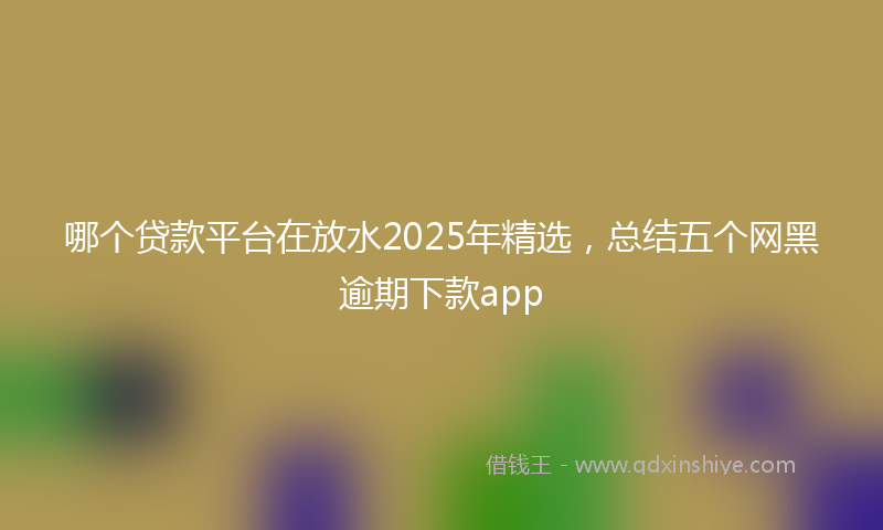 哪个贷款平台在放水2025年精选，总结五个网黑逾期下款app