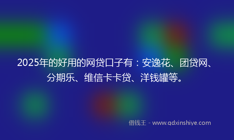 2025年的好用的网贷口子有：安逸花、团贷网、分期乐、维信卡卡贷、洋钱罐等。