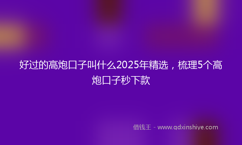 好过的高炮口子叫什么2025年精选，梳理5个高炮口子秒下款