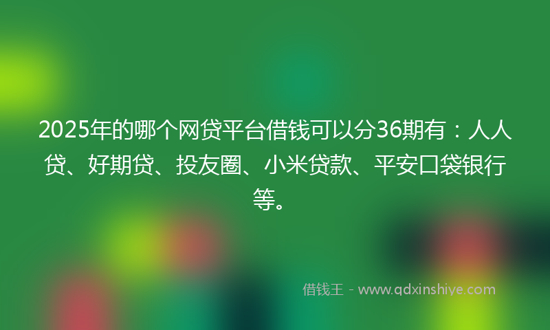 2025年的哪个网贷平台借钱可以分36期有：人人贷、好期贷、投友圈、小米贷款、平安口袋银行等。