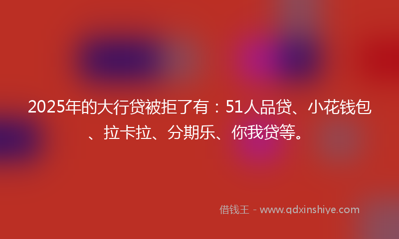 2025年的大行贷被拒了有：51人品贷、小花钱包、拉卡拉、分期乐、你我贷等。