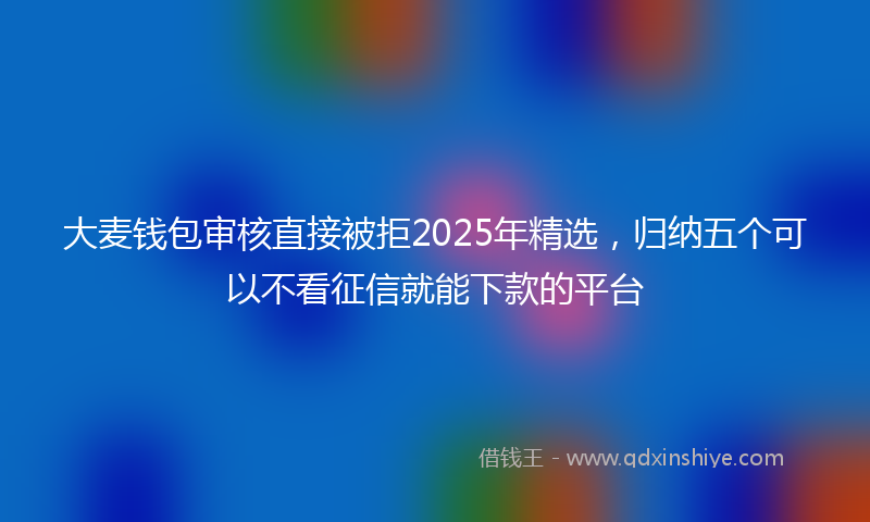 大麦钱包审核直接被拒2025年精选，归纳五个可以不看征信就能下款的平台