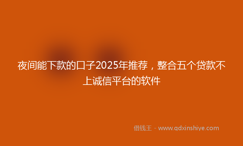 夜间能下款的口子2025年推荐，整合五个贷款不上诚信平台的软件