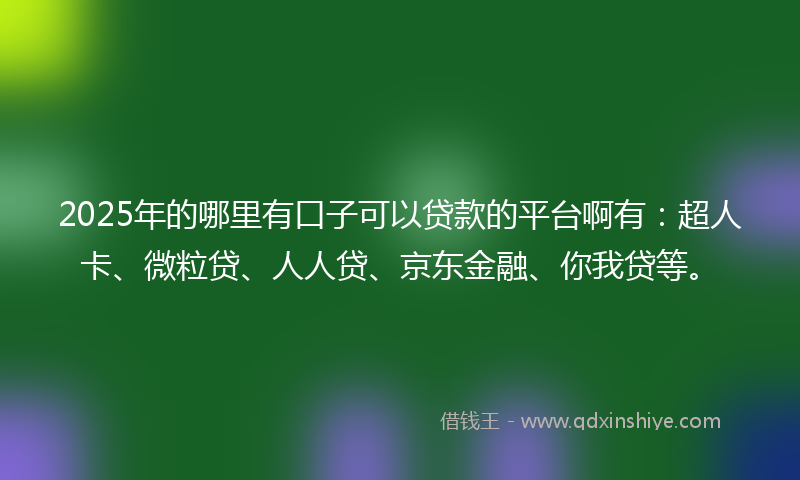 2025年的哪里有口子可以贷款的平台啊有：超人卡、微粒贷、人人贷、京东金融、你我贷等。