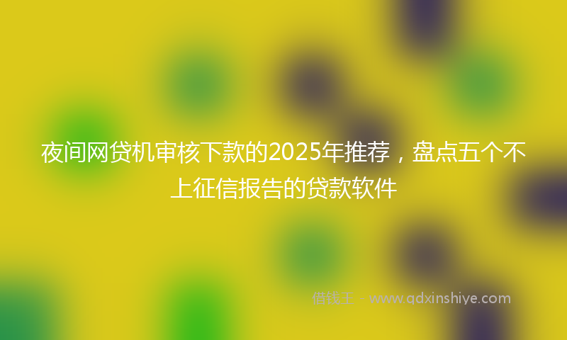 夜间网贷机审核下款的2025年推荐，盘点五个不上征信报告的贷款软件